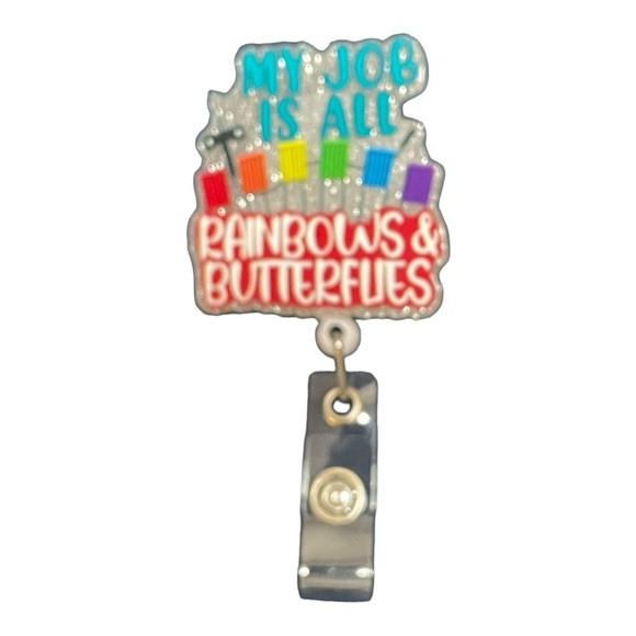 Phlebotomy Badge Reel - My Job Is All Rainbows And Butterflies - Brand New - Picture 3 of 4